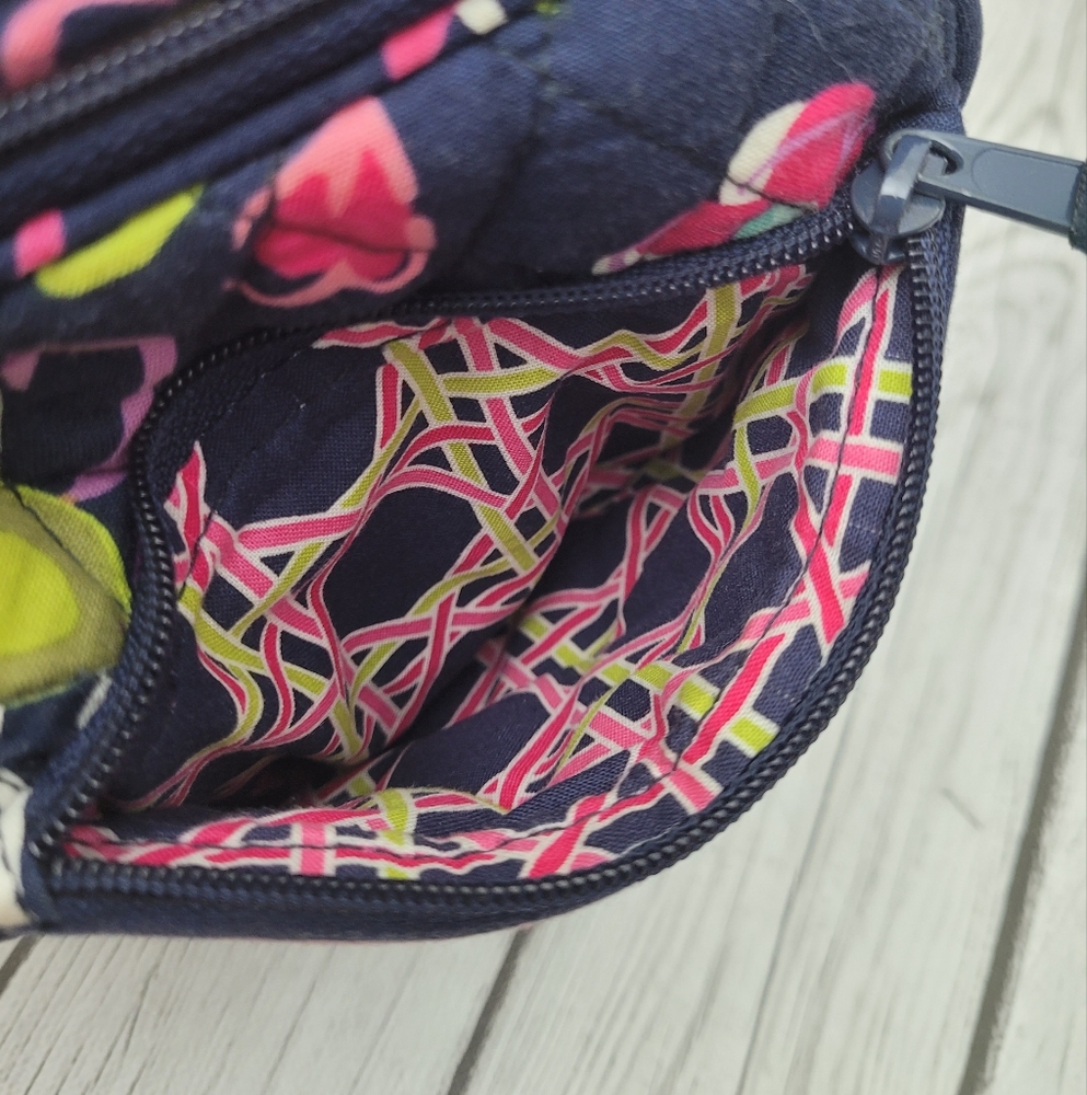 Vera Bradley Hipster Crossbody RIBBONS Winter 2012 Navy Blue Floral Pink - Picture 7 of 16